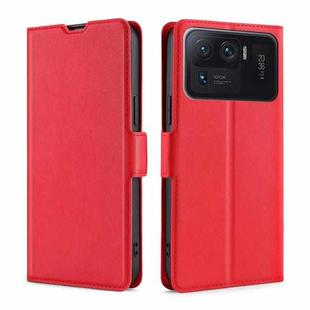 For Xiaomi Mi 11 Ultra Ultra-thin Voltage Side Buckle PU + TPU Horizontal Flip Leather Case with Holder & Card Slot(Red)