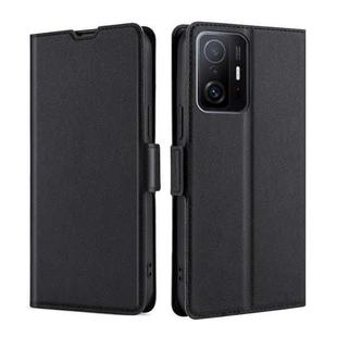 For Xiaomi 11T Ultra-thin Voltage Side Buckle PU + TPU Horizontal Flip Leather Case with Holder & Card Slot(Black)