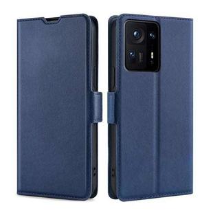 For Xiaomi Mix 4 Ultra-thin Voltage Side Buckle PU + TPU Horizontal Flip Leather Case with Holder & Card Slot(Blue)