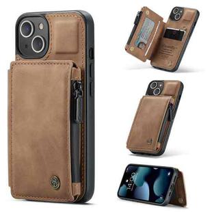 CaseMe C20 Multifunctional PC + TPU Protective Case with Holder & Card Slot & Wallet For iPhone 13(Brown)