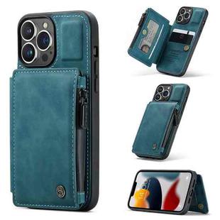 For iPhone 13 Pro CaseMe C20 Multifunctional PC + TPU Protective Case with Holder & Card Slot & Wallet (Blue)