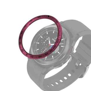 For Samsung Galaxy Watch4 Classic 42mm Smart Watch Steel Bezel Ring, E Version(Wine Red Ring Black Letter)