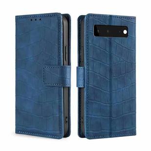 For Google Pixel 6 Skin Feel Crocodile Texture Magnetic Clasp Horizontal Flip PU Leather Case with Holder & Card Slots & Wallet(Blue)