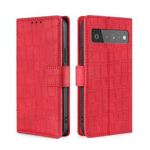 For Google Pixel 6 Pro Skin Feel Crocodile Texture Magnetic Clasp Horizontal Flip PU Leather Case with Holder & Card Slots & Wallet(Red)