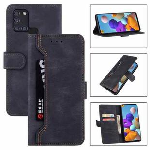 For Samsung Galaxy A21s Reverse Buckle Horizontal Flip PU Leather Case with Holder & Card Slot & Wallet(Black)