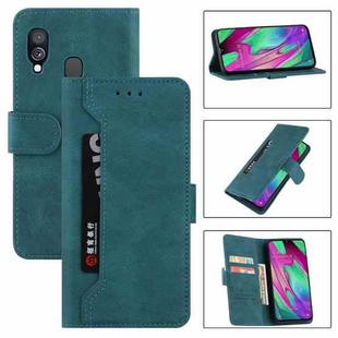 For Samsung Galaxy A40 Reverse Buckle Horizontal Flip PU Leather Case with Holder & Card Slot & Wallet(Lake Blue)