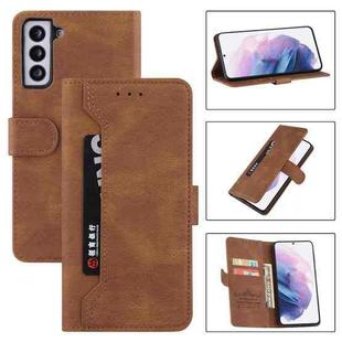For Samsung Galaxy S21 FE 5G Reverse Buckle Horizontal Flip PU Leather Case with Holder & Card Slot & Wallet(Brown)