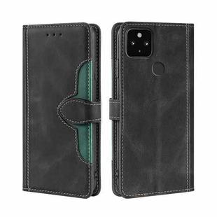 For Google Pixel 5 XL / Pixel 4a 5G Skin Feel Straw Hat Magnetic Buckle Horizontal Flip Leather Case with Holder & Card Slots & Wallet(Black)