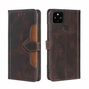 For Google Pixel 5 XL / Pixel 4a 5G Skin Feel Straw Hat Magnetic Buckle Horizontal Flip Leather Case with Holder & Card Slots & Wallet(Brown)