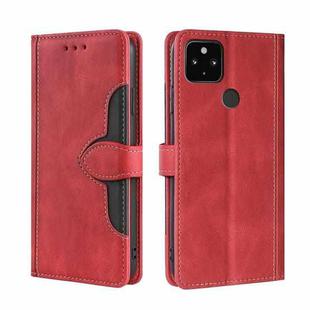 For Google Pixel 5 XL / Pixel 4a 5G Skin Feel Straw Hat Magnetic Buckle Horizontal Flip Leather Case with Holder & Card Slots & Wallet(Red)