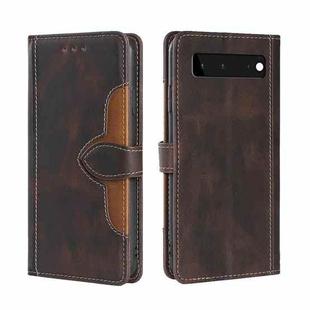 For Google Pixel 6 Skin Feel Straw Hat Magnetic Buckle Horizontal Flip Leather Case with Holder & Card Slots & Wallet(Brown)