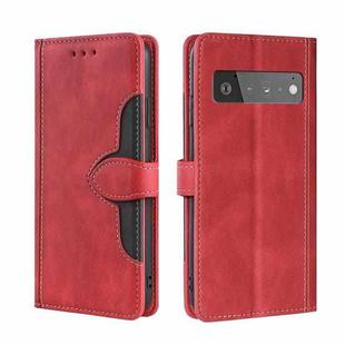 For Google Pixel 6 Pro Skin Feel Straw Hat Magnetic Buckle Horizontal Flip Leather Case with Holder & Card Slots & Wallet(Red)