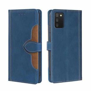 For Samsung Galaxy A03s (166.5mm) Skin Feel Straw Hat Magnetic Buckle Horizontal Flip PU Leather Case with Holder & Card Slots & Wallet(Blue)