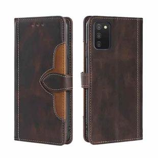 For Samsung Galaxy A03s (164.2mm) Skin Feel Straw Hat Magnetic Buckle Horizontal Flip PU Leather Case with Holder & Card Slots & Wallet(Brown)