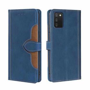 For Samsung Galaxy A03s (164.2mm) Skin Feel Straw Hat Magnetic Buckle Horizontal Flip PU Leather Case with Holder & Card Slots & Wallet(Blue)