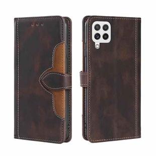 For Samsung Galaxy A22 4G Skin Feel Straw Hat Magnetic Buckle Horizontal Flip PU Leather Case with Holder & Card Slots & Wallet(Brown)