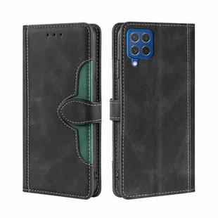 For Samsung Galaxy F62 / M62 Skin Feel Straw Hat Magnetic Buckle Horizontal Flip PU Leather Case with Holder & Card Slots & Wallet(Black)