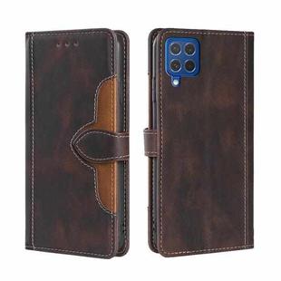 For Samsung Galaxy F62 / M62 Skin Feel Straw Hat Magnetic Buckle Horizontal Flip PU Leather Case with Holder & Card Slots & Wallet(Brown)