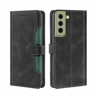For Samsung Galaxy S21 FE 5G Skin Feel Straw Hat Magnetic Buckle Horizontal Flip PU Leather Case with Holder & Card Slots & Wallet(Black)