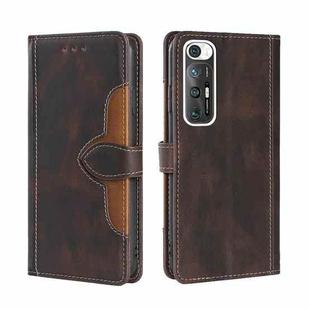For Xiaomi Mi 10S Skin Feel Straw Hat Magnetic Buckle Horizontal Flip PU Leather Case with Holder & Card Slots & Wallet(Brown)