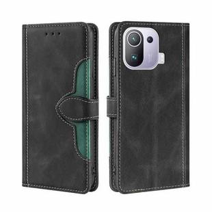 For Xiaomi Mi 11 Pro Skin Feel Straw Hat Magnetic Buckle Horizontal Flip PU Leather Case with Holder & Card Slots & Wallet(Black)