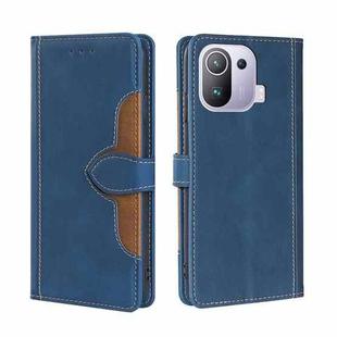 For Xiaomi Mi 11 Pro Skin Feel Straw Hat Magnetic Buckle Horizontal Flip PU Leather Case with Holder & Card Slots & Wallet(Blue)