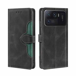 For Xiaomi Mi 11 Ultra Skin Feel Straw Hat Magnetic Buckle Horizontal Flip PU Leather Case with Holder & Card Slots & Wallet(Black)