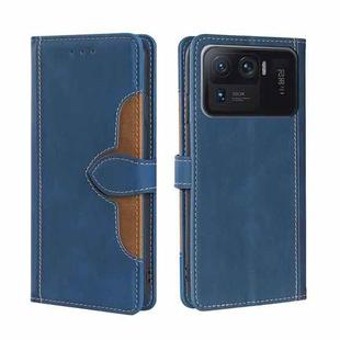 For Xiaomi Mi 11 Ultra Skin Feel Straw Hat Magnetic Buckle Horizontal Flip PU Leather Case with Holder & Card Slots & Wallet(Blue)