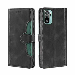 For Xiaomi Redmi Note 10 / Note 10S Skin Feel Straw Hat Magnetic Buckle Horizontal Flip PU Leather Case with Holder & Card Slots & Wallet(Black)