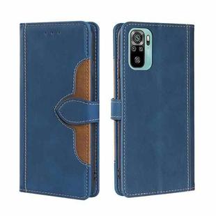 For Xiaomi Redmi Note 10 / Note 10S Skin Feel Straw Hat Magnetic Buckle Horizontal Flip PU Leather Case with Holder & Card Slots & Wallet(Blue)