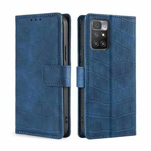 For Xiaomi Redmi 10 Skin Feel Crocodile Texture Magnetic Clasp Horizontal Flip PU Leather Case with Holder & Card Slots & Wallet(Blue)