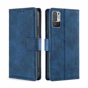 For Xiaomi Redmi Note 10 5G Skin Feel Crocodile Texture Magnetic Clasp Horizontal Flip PU Leather Case with Holder & Card Slots & Wallet(Blue)