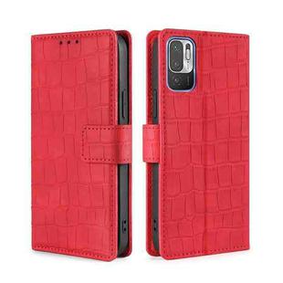 For Xiaomi Poco M3 Pro 5G Skin Feel Crocodile Texture Magnetic Clasp Horizontal Flip PU Leather Case with Holder & Card Slots & Wallet(Red)