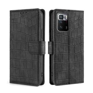For Xiaomi Redmi Note 10 Pro 5G Skin Feel Crocodile Texture Magnetic Clasp Horizontal Flip PU Leather Case with Holder & Card Slots & Wallet(Black)