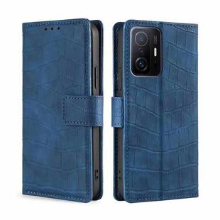 For Xiaomi Mi 11T Skin Feel Crocodile Texture Magnetic Clasp Horizontal Flip PU Leather Case with Holder & Card Slots & Wallet(Blue)