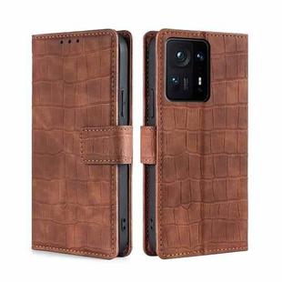 For Xiaomi Mi Mix 4 Skin Feel Crocodile Texture Magnetic Clasp Horizontal Flip PU Leather Case with Holder & Card Slots & Wallet(Brown)