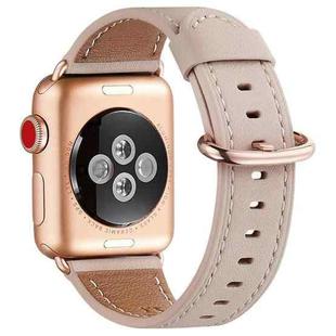 Round Buckle Leather Watch Band For Apple Watch Series 8&7 41mm / SE 2&6&SE&5&4 40mm / 3&2&1 38mm(Pink)