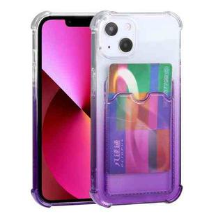 For iPhone 13 Gradient Anti-fall Mobile Phone Protective Case with Card Holder(Purple)