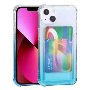 For iPhone 13 Gradient Anti-fall Mobile Phone Protective Case with Card Holder(Light Blue)