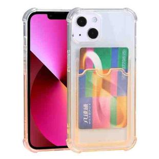 For iPhone 13 Gradient Anti-fall Mobile Phone Protective Case with Card Holder(Yellow)