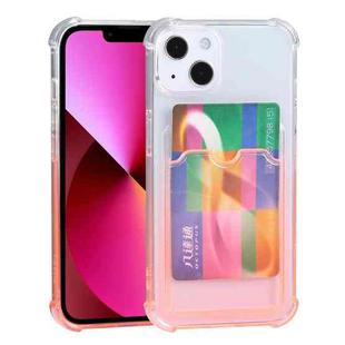 For iPhone 13 Gradient Anti-fall Mobile Phone Protective Case with Card Holder(Orange)
