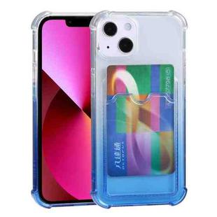 For iPhone 13 Gradient Anti-fall Mobile Phone Protective Case with Card Holder(Blue)