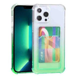 For iPhone 13 Pro Max Gradient Anti-fall Mobile Phone Protective Case with Card Holder (Green)