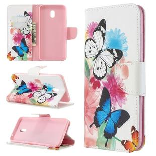 For Xiaomi Redmi 8A Colored Drawing Pattern Horizontal Flip PU Leather Case with Holder & Card Slots & Wallet(Two Butterflies)