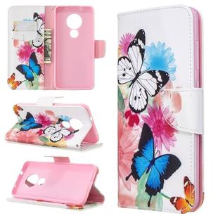 For Nokia 6.2 / 7.2 Colored Drawing Pattern Horizontal Flip PU Leather Case with Holder & Card Slots & Wallet(Two Butterflies)