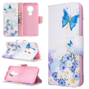 For Nokia 6.2 / 7.2 Colored Drawing Pattern Horizontal Flip PU Leather Case with Holder & Card Slots & Wallet(Butterfly Love Flower)