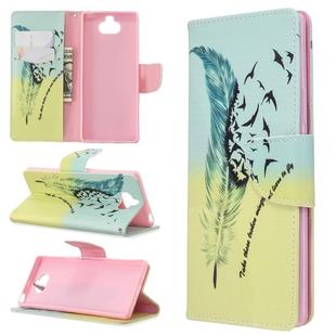 For Sony Xperia 20 Colored Drawing Pattern Horizontal Flip PU Leather Case with Holder & Card Slots & Wallet(Feather Bird)