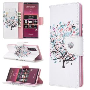 For Sony Xperia 5 / XZ5 Colored Drawing Pattern Horizontal Flip PU Leather Case with Holder & Card Slots & Wallet(Tree)