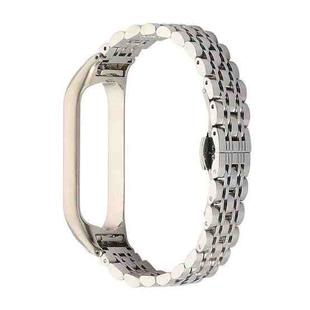 For Xiaomi Mi Band 6 / 5 Seven-beads Stainless Steel Watch Band(Silver)
