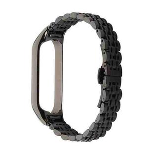 For Xiaomi Mi Band 4 / 3 Seven-beads Stainless Steel Watch Band(Black)